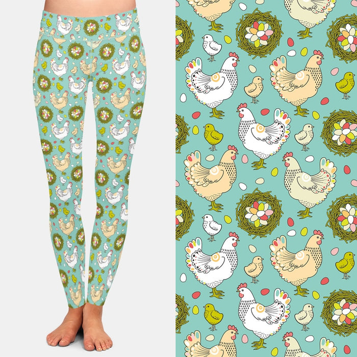 Ladies Soft 3D Easter & Chicken Printed Leggings