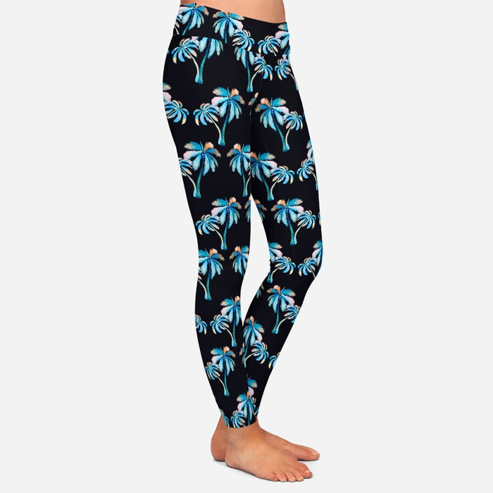 Ladies Tropical Palm Trees & Coconuts Printed Leggings