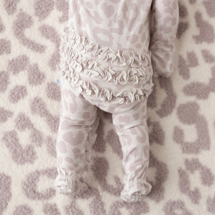 Laurel Leopard Footie Ruffled Zippered One Piece
