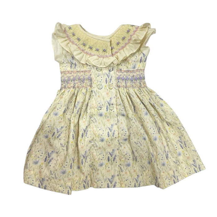 Lavender Fields Butter yellow Handsmocked Dress