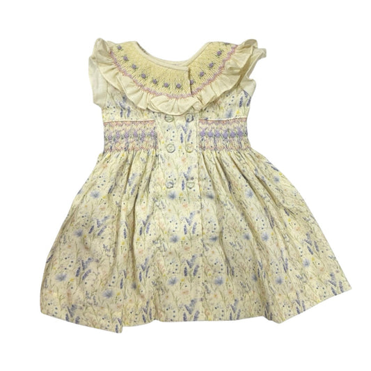 Lavender Fields Butter yellow Handsmocked Dress