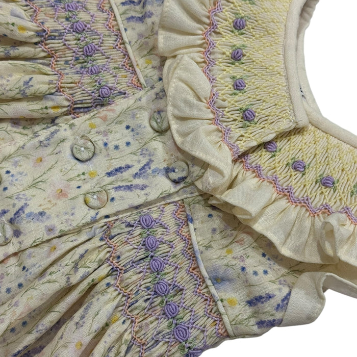 Lavender Fields Butter yellow Handsmocked Dress