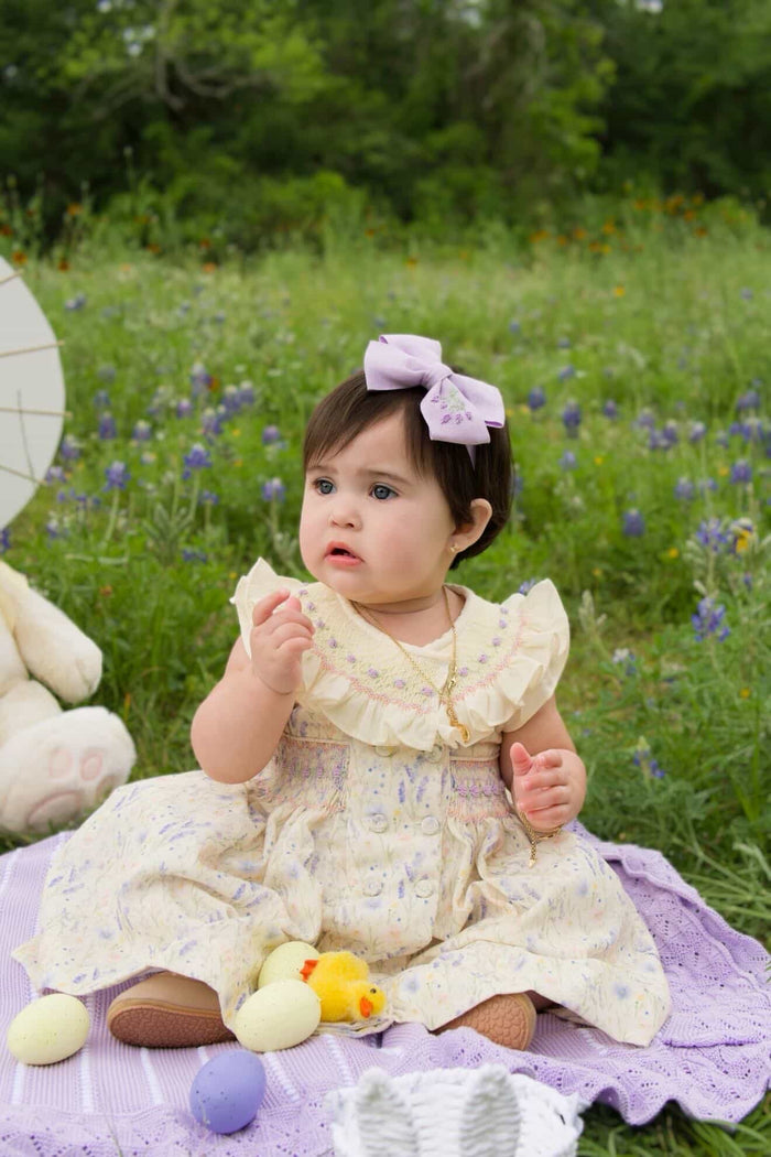 Lavender Fields Butter yellow Handsmocked Dress