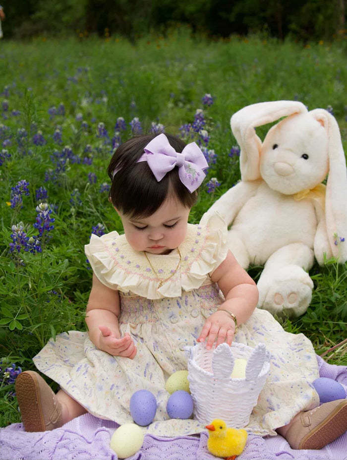 Lavender Fields Butter yellow Handsmocked Dress