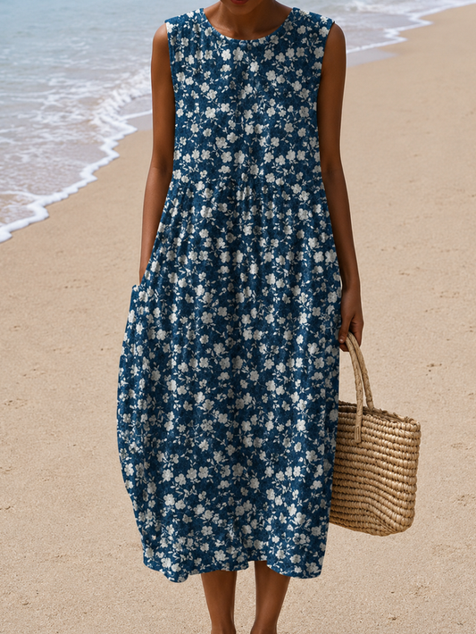 Leah - Women’s Sleeveless Relaxed Fit Midi Dress