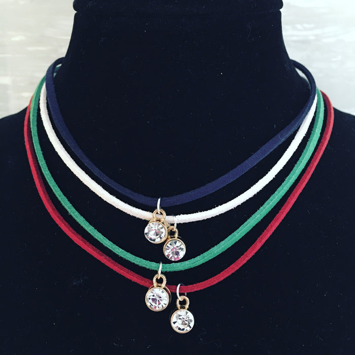Leather Choker with "Diamond"