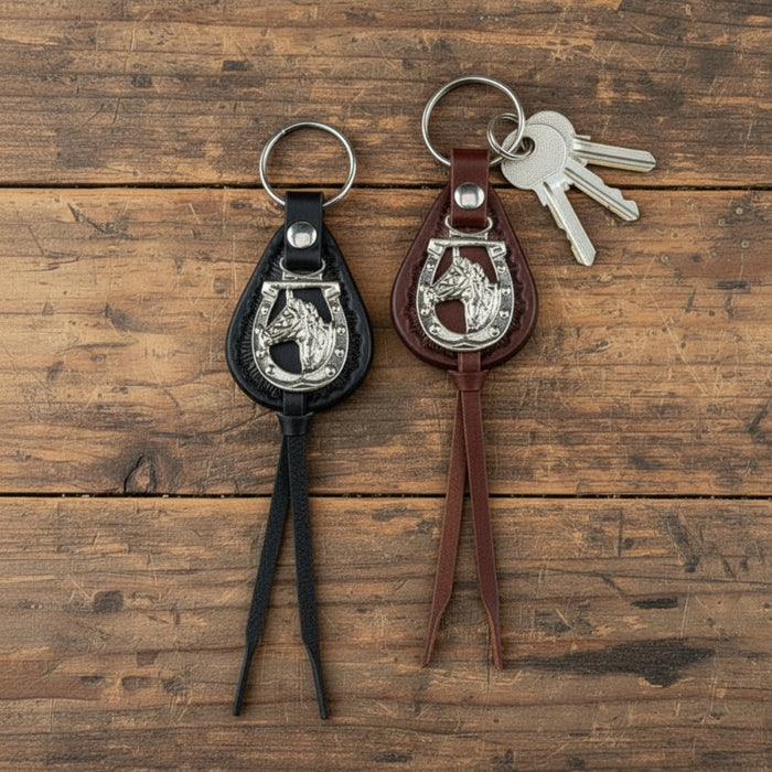 leather horsehead concho key ring