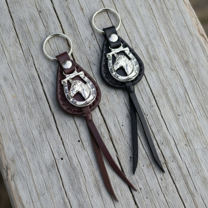 leather horsehead concho key ring