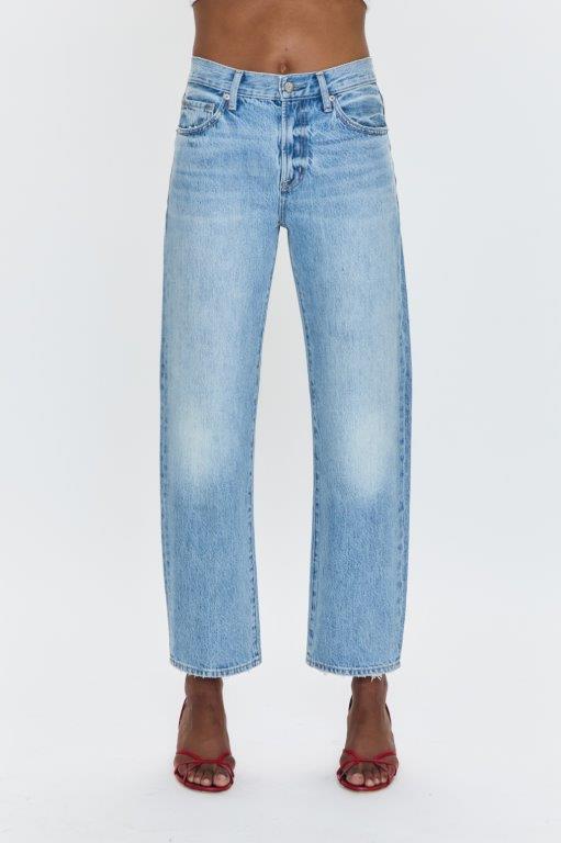 Lexi Mid Rise Bowed Straight Jean - Athens