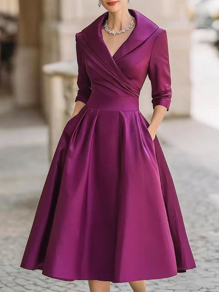 Lina - Midi Dress in Satin