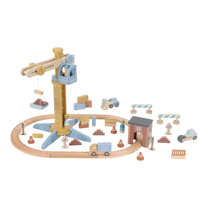Little  Dutch Wooden Crane and Train Track Set