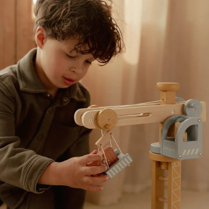 Little  Dutch Wooden Crane and Train Track Set