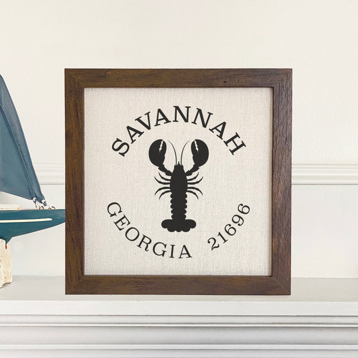 Lobster w/ City and State - Custom Framed Sign