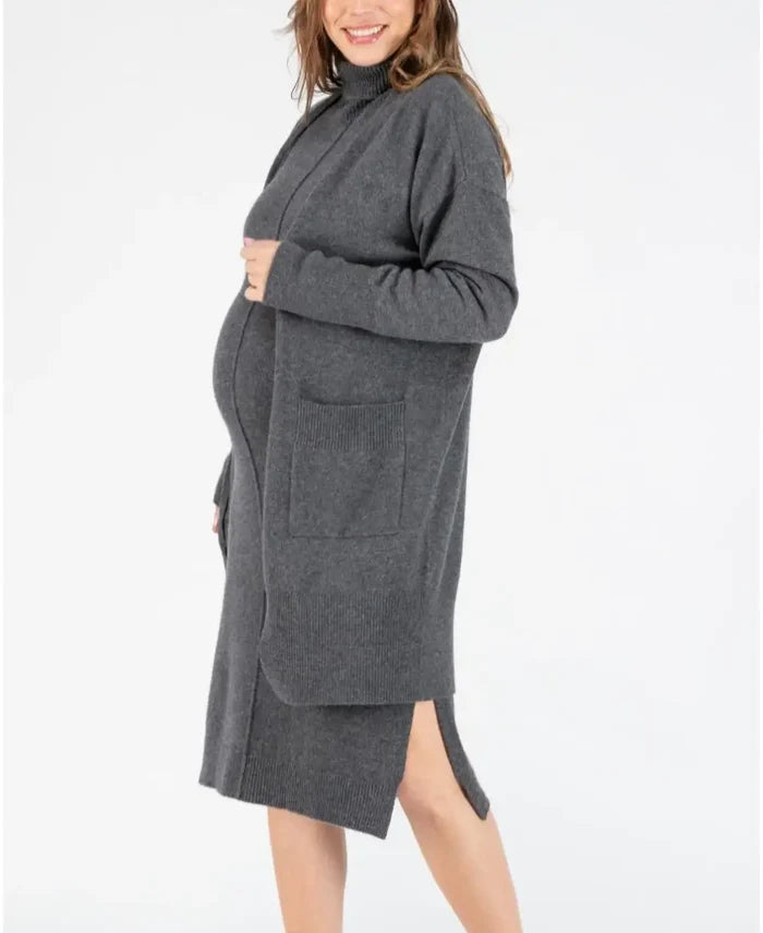 Long cashmere maternity cardigan Laurie anthracite