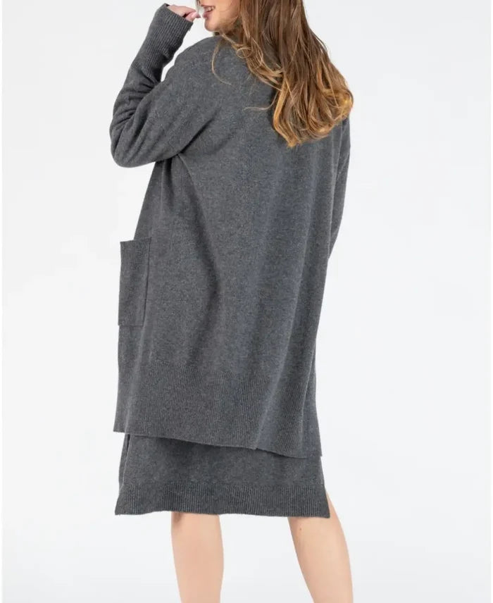 Long cashmere maternity cardigan Laurie anthracite