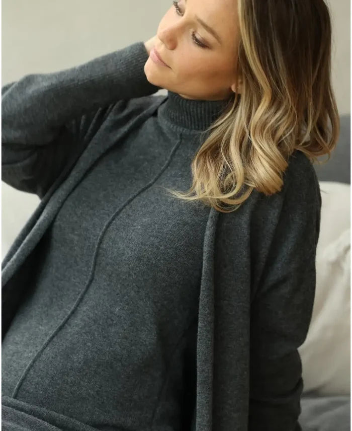 Long cashmere maternity cardigan Laurie anthracite