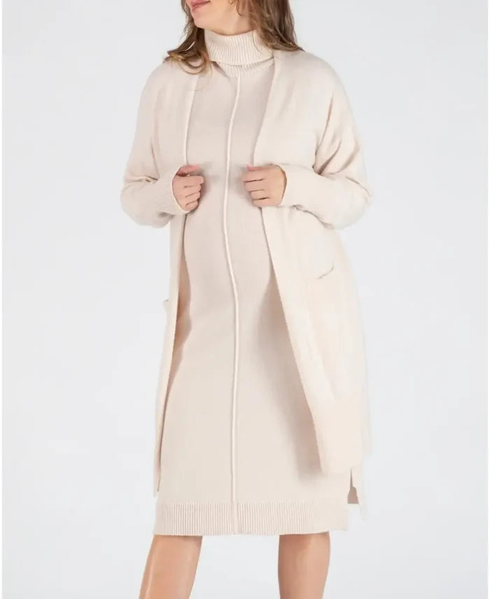Long cashmere maternity cardigan Laurie sand