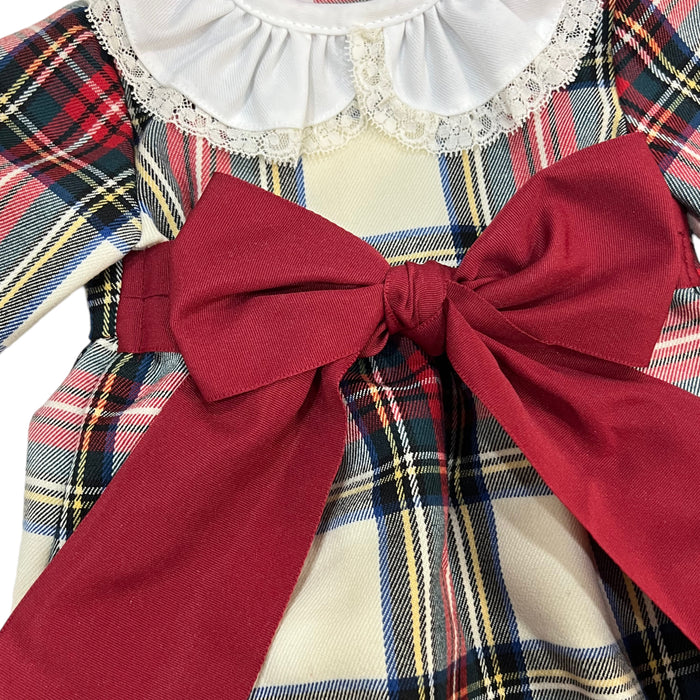 Lorenza Tartan Xmas Long Sleeves Bow Romper