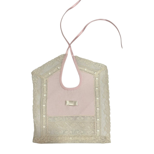Ludwica Pink/Ivory or Pink/White Lace Luxe Bib