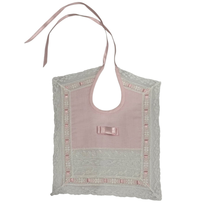 Ludwica Pink/Ivory or Pink/White Lace Luxe Bib