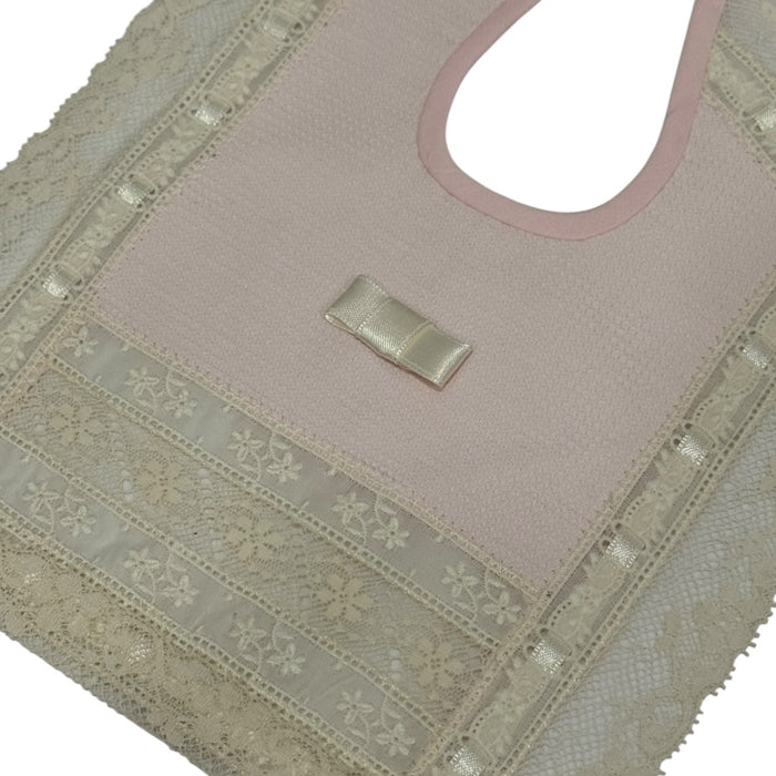 Ludwica Pink/Ivory or Pink/White Lace Luxe Bib