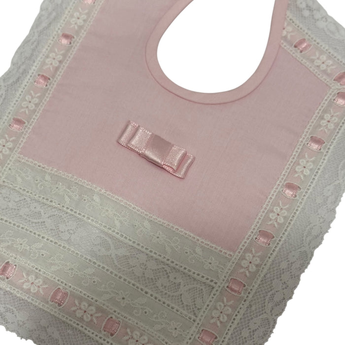 Ludwica Pink/Ivory or Pink/White Lace Luxe Bib