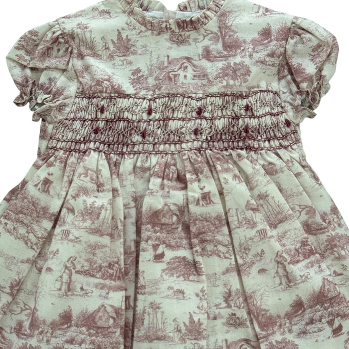 Luisa Toile Burgundy Dress
