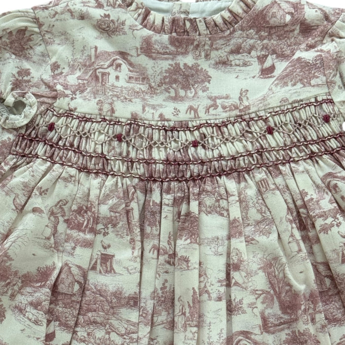 Luisa Toile Burgundy Dress