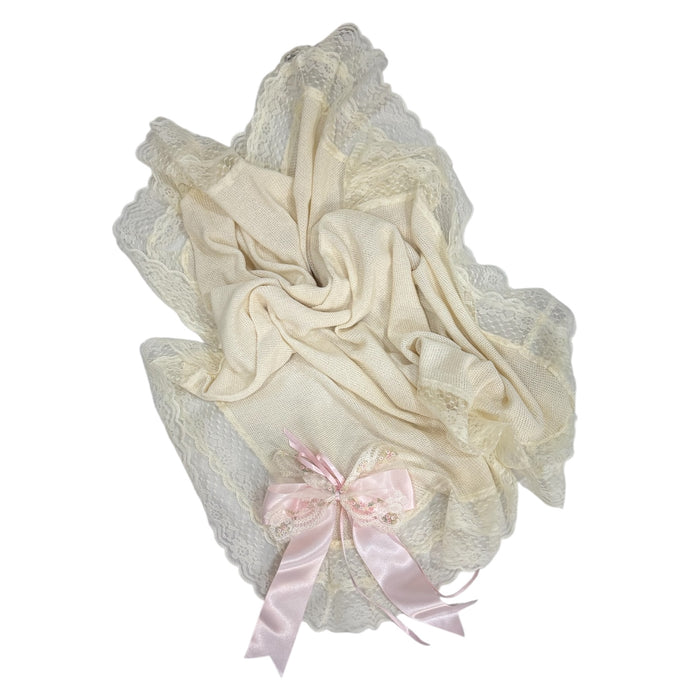 MADE TO ORDER Aida Rose Luxe Cream Knitted Blanket (SHIPS 6-8 weeks after order is placed)