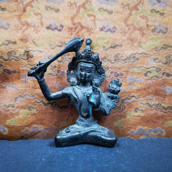 Manjusri 2.87" - Tibetan Buddhist statue, front view