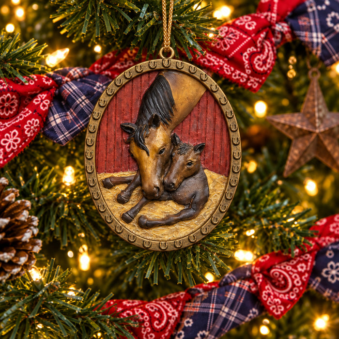 mare and colt christmas ornament