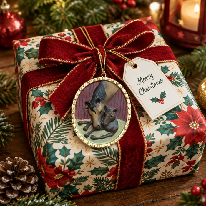mare and colt christmas ornament