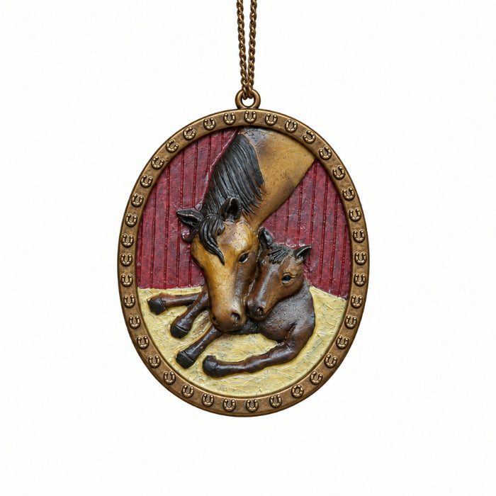 mare and colt christmas ornament