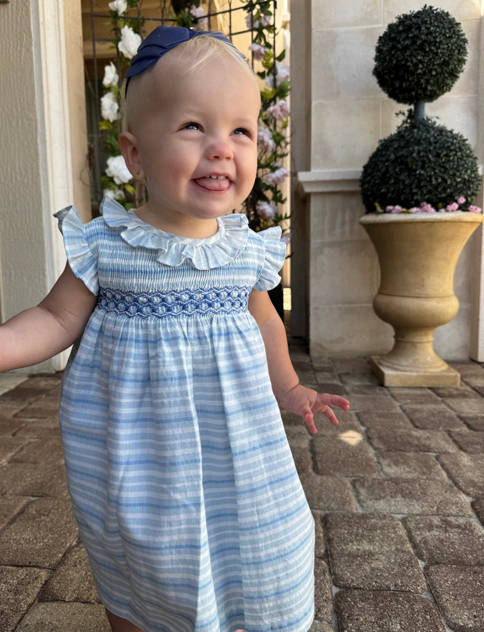 Marea Light Blue Handsmocked Girl Dress