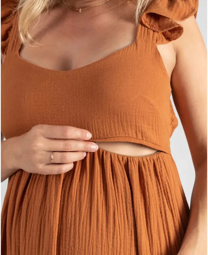Maternity and nursing dress Melody caramel