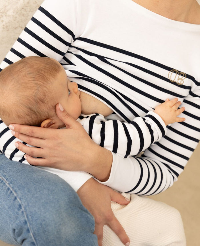 Maternity and nursing sailor shirt Benodet navy/white