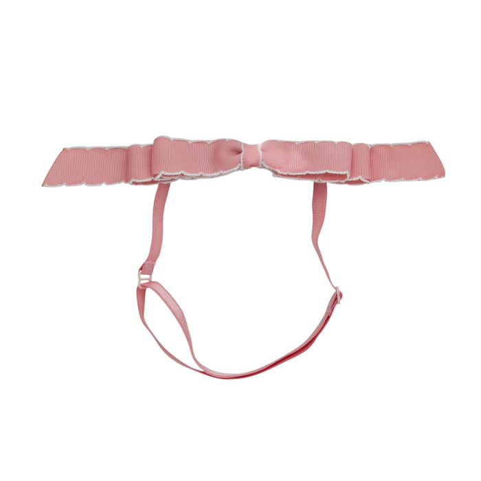 Mathilde Dusty Rose Moonstitch Bow Headwrap with adjustable band and softly tied ribbon bow