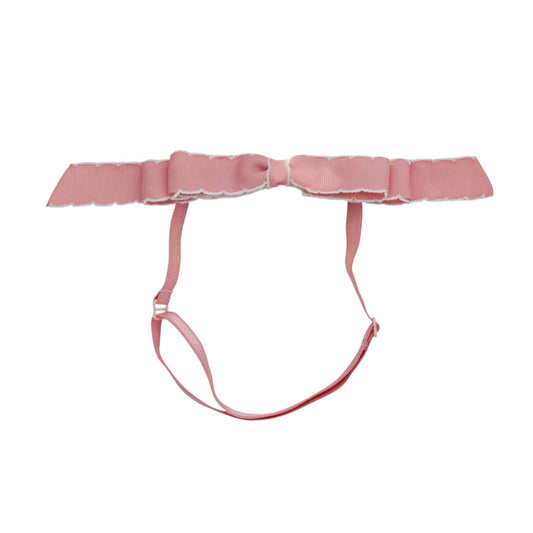 Mathilde Dusty Rose Moonstitch Bow Headwrap with adjustable band and softly tied ribbon bow
