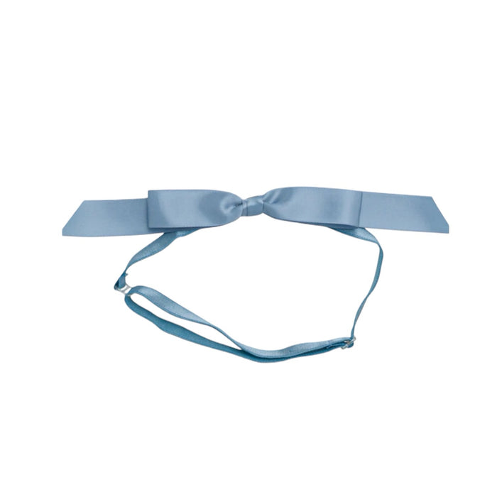 Mathilde Satin Bow Headwrap - Dusty Blue