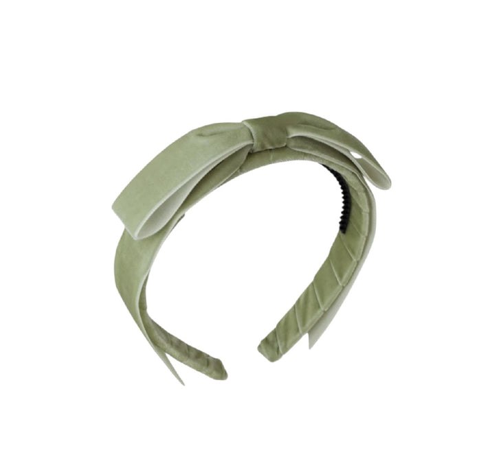 Mathilde Velvet Bow Headband - Antique Green