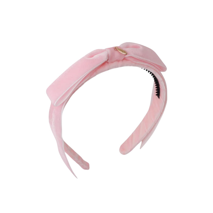 Mathilde Velvet Bow Headband - Baby Pink