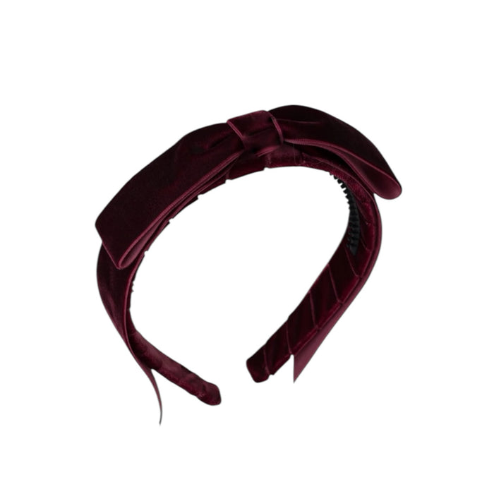 Mathilde Velvet Bow Headband - Burgundy