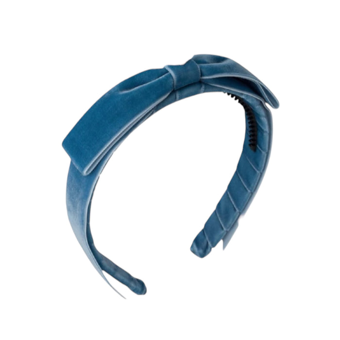 Mathilde Velvet Bow Headband - Denim