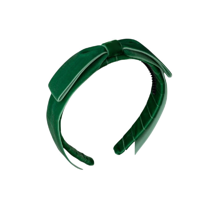 Mathilde Velvet Bow Headband - Emerald Green