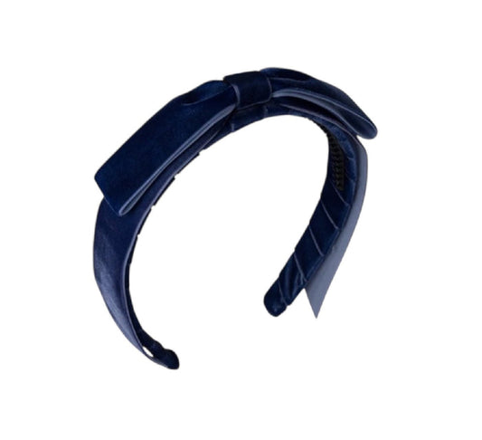 Mathilde Velvet Bow Headband - Navy