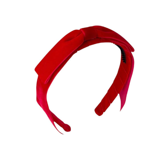 Mathilde Velvet Bow Headband - Red