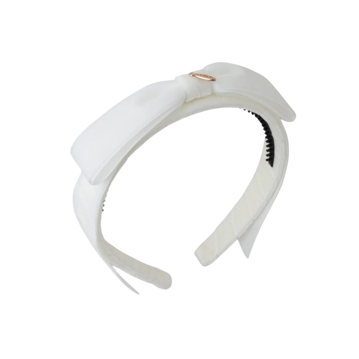 Mathilde Velvet Bow Headband - White