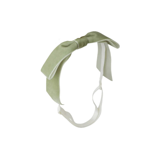 Mathilde Velvet Bow Headwrap - Antique Green