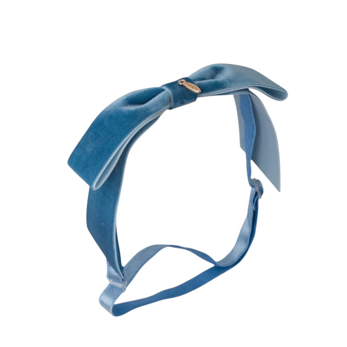 Mathilde Velvet Bow Headwrap - Denim