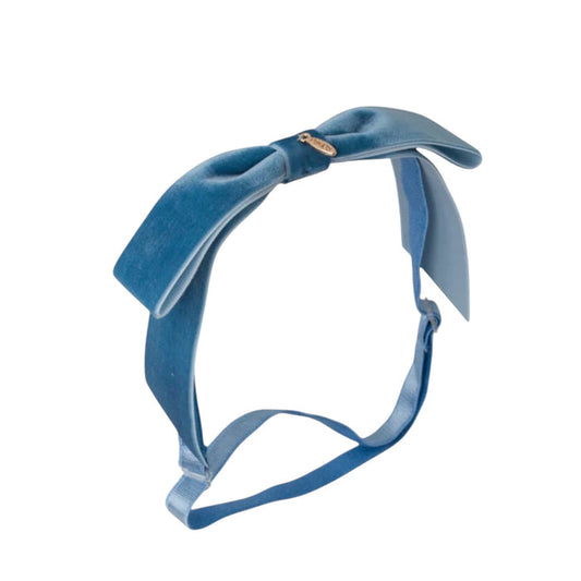 Mathilde Velvet Bow Headwrap - Denim
